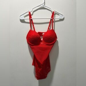 Vibrant Red Lace Chemise